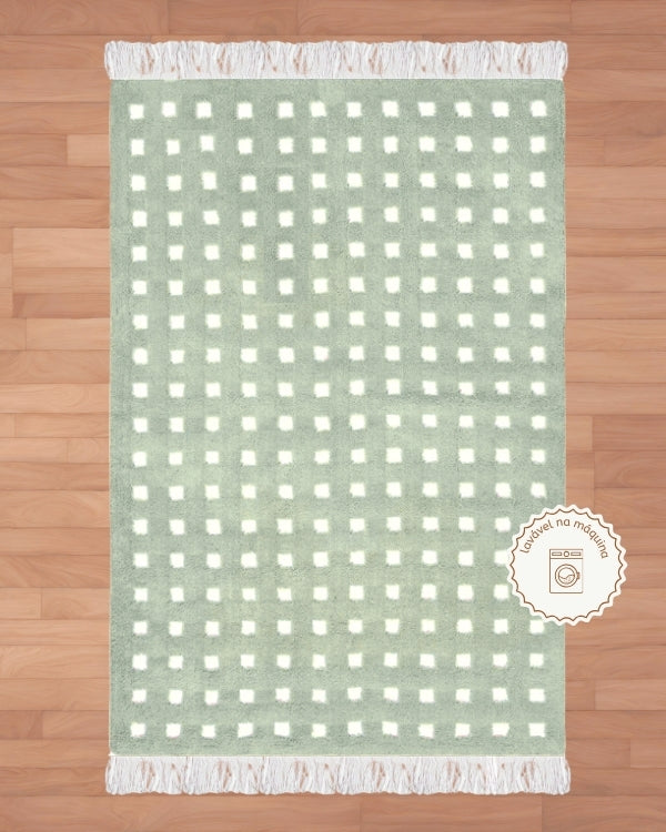 Green Trellis Cotton Rug