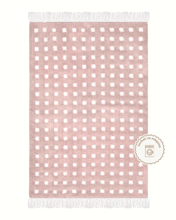 Pink Trellis Cotton Rug