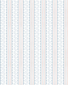 Papel Listras Ondinhas e Folhinhas Azul e Rosa Material:Papel Celulose