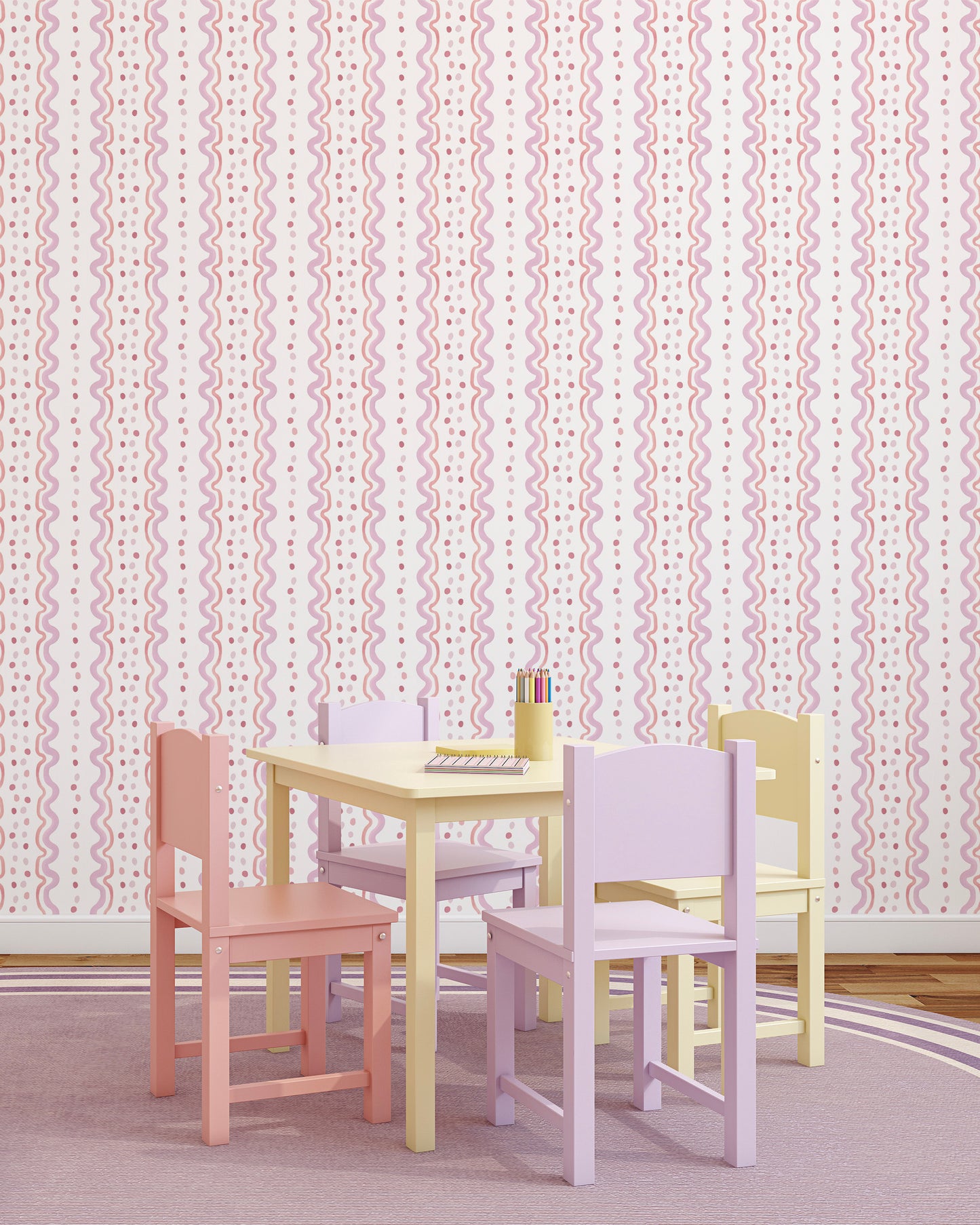 Papel de Parede Bolinhas Divertidas Rosa