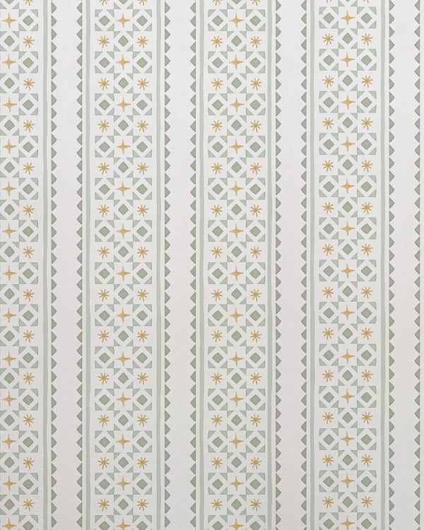 Papel Listras e Gravataria Asteriscos Verde