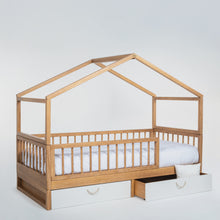 Cama Casinha Saída Lateral com Baús Off white