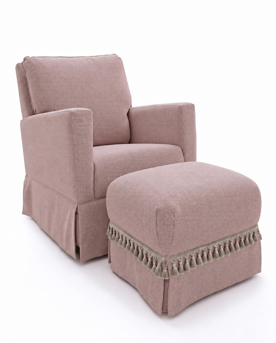 Poltrona Pluma Linho Prime Rose + Puff