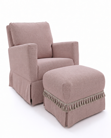 Poltrona Pluma Linho Prime Rose + Puff