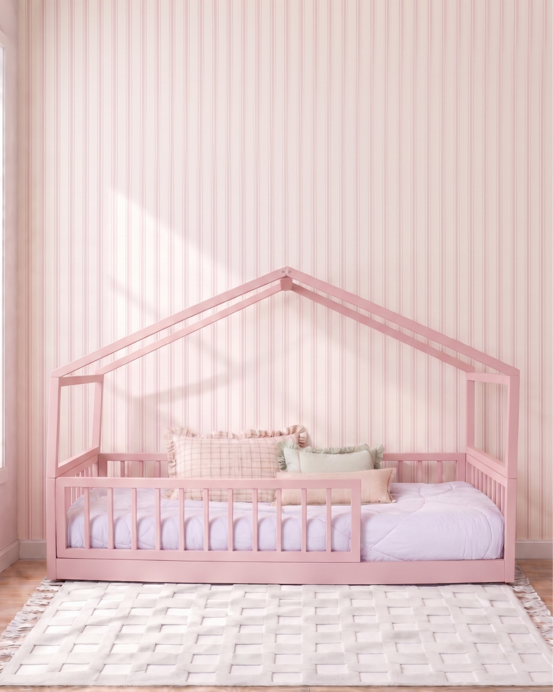 Cama Casinha Palito Evolutiva · 4 em 1 · Solteiro · Rosa