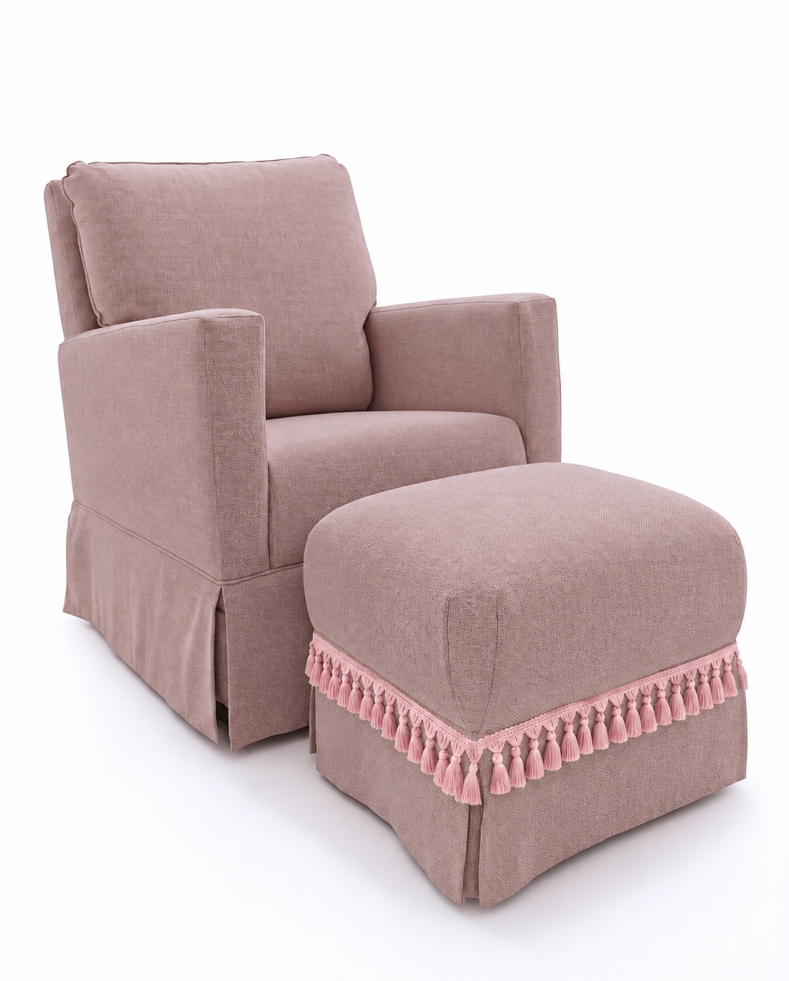 Poltrona Pluma Linho Prime Rose + Puff