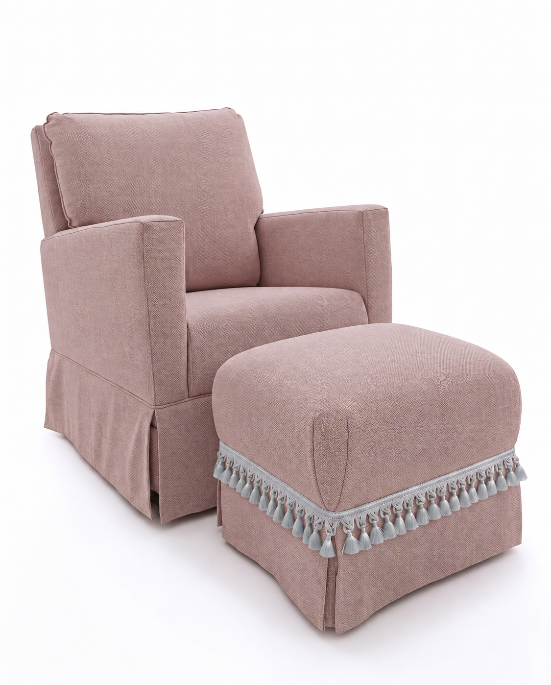 Poltrona Pluma Linho Prime Rose + Puff