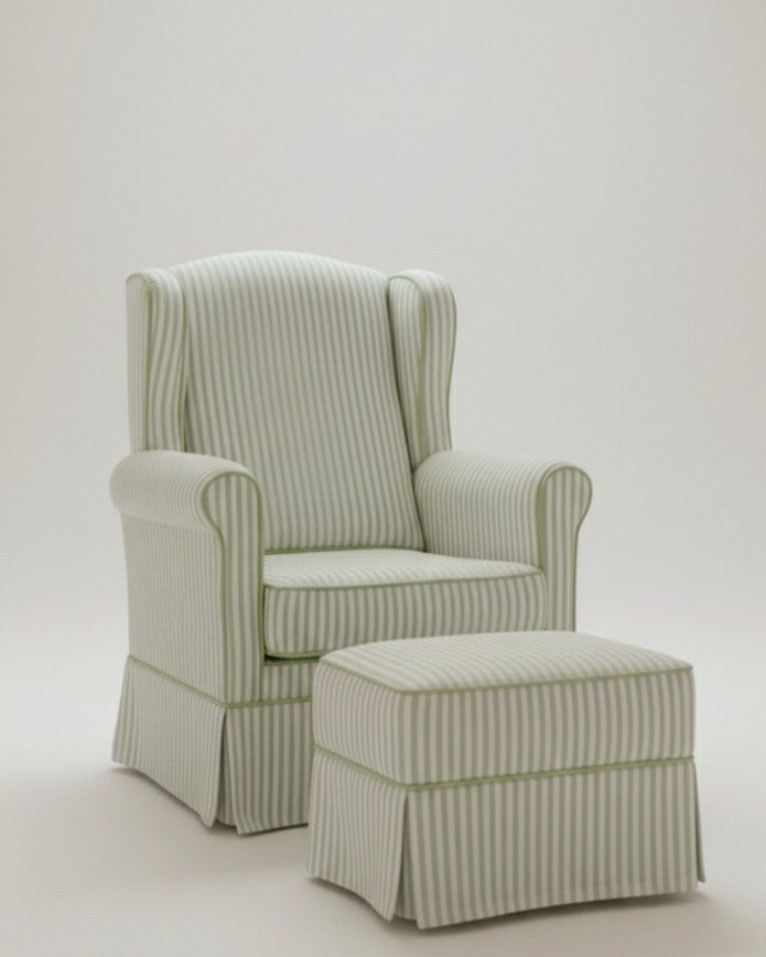 Poltrona Aurora + Puff Sarja Tratada - Vichy Verde Acinzentado