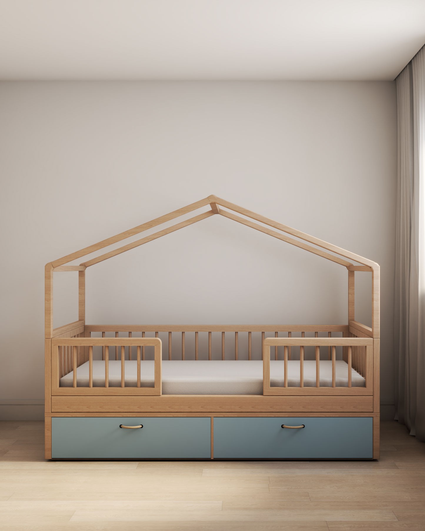 Cama Casinha Evolutiva com Gavetões Azul