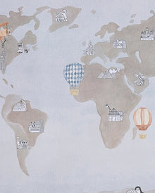 Painel Mapa Mundo Fundo Azul
