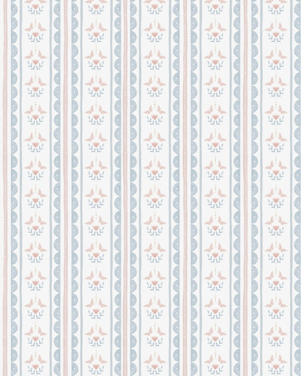 Papel Listras Ondinhas, Flores e Borboletas