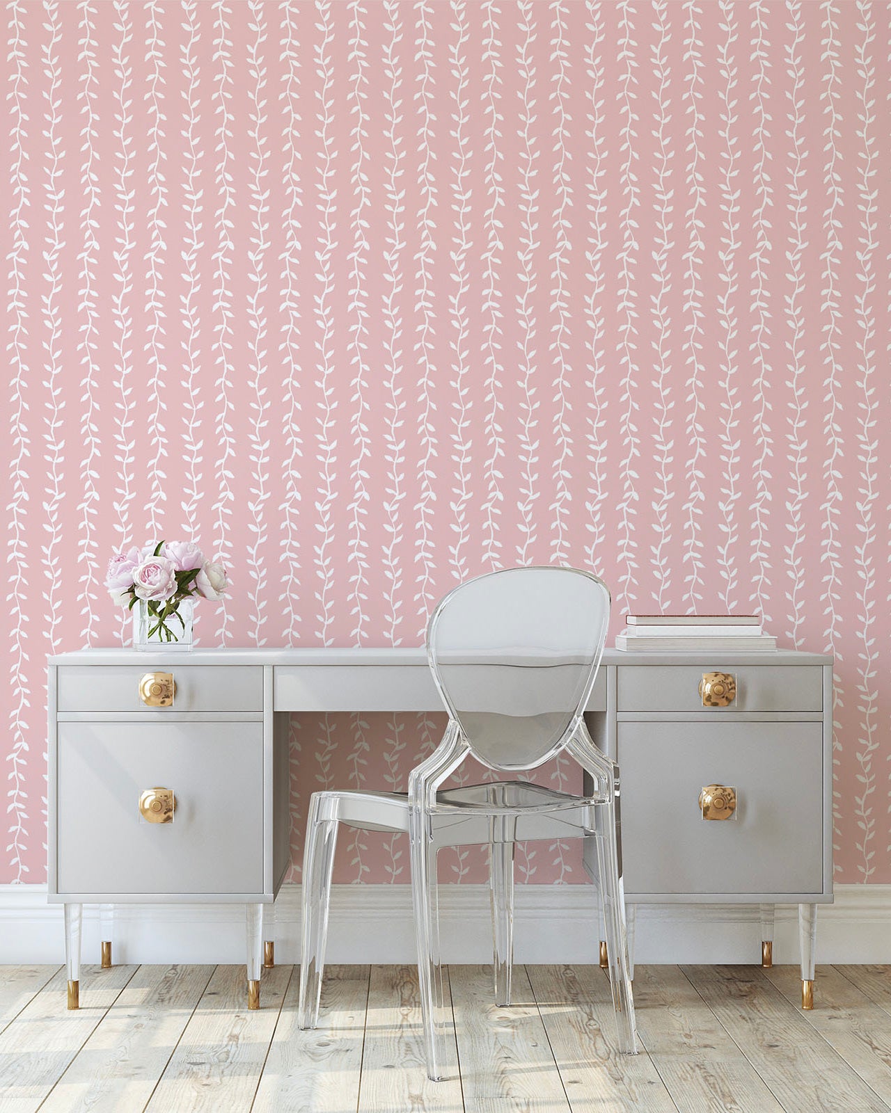 Papel de Parede Foglia Fundo Rosa