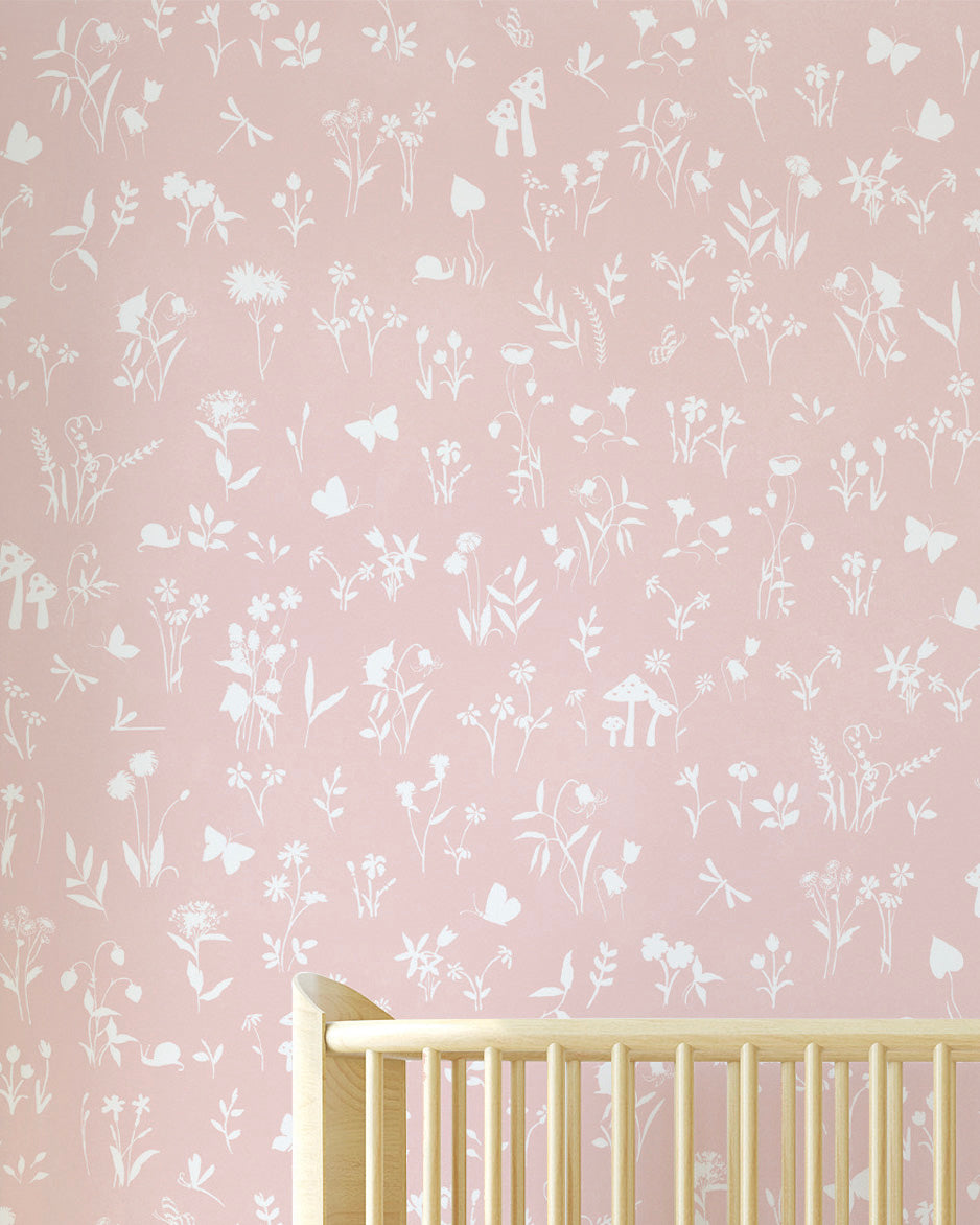 Papel de Parede Jardim Encantado Rosa