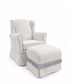 Poltrona Aurora Linho Prime Off-White + Puff