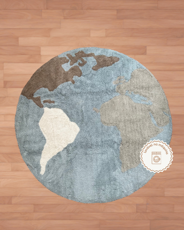 Tapete de Algodão Mapa Mundi - 140 x 140
