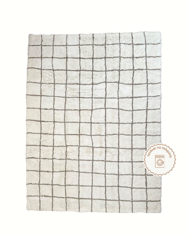Tapete Lavável Algodão Grid Tamanho:1,20 x 1,60