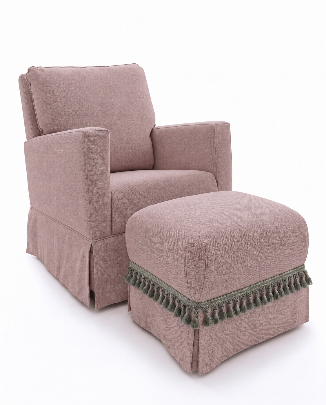 Poltrona Pluma Linho Prime Rose + Puff
