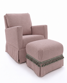 Poltrona Pluma Linho Prime Rose + Puff