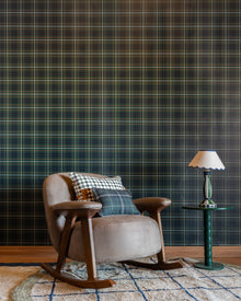 Papel de Parede Xadrez Tartan Verde.