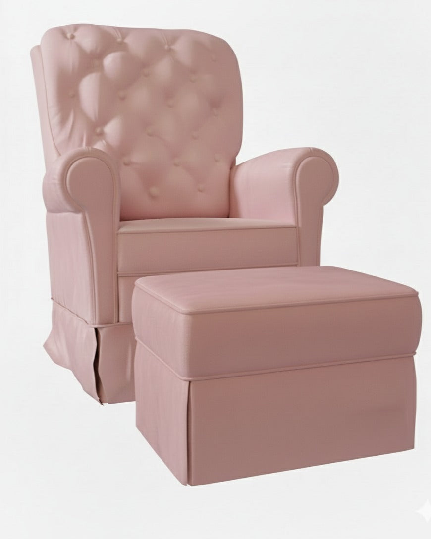 Poltrona Veludo Rosa Nina + Puff (30% OFF)