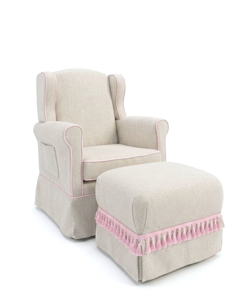 Poltrona Aurora Linho Prime Off-White + Puff