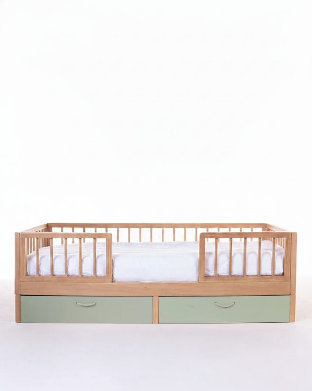 Cama Montessori Evolutiva + Gavetões Verdes