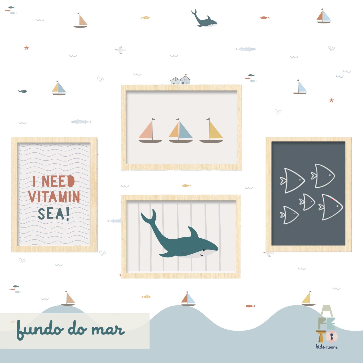 Kit Quadros Fundo do Mar