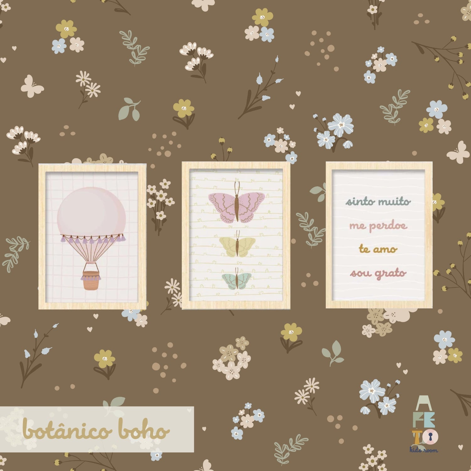 Kit Quadros Botânico Boho