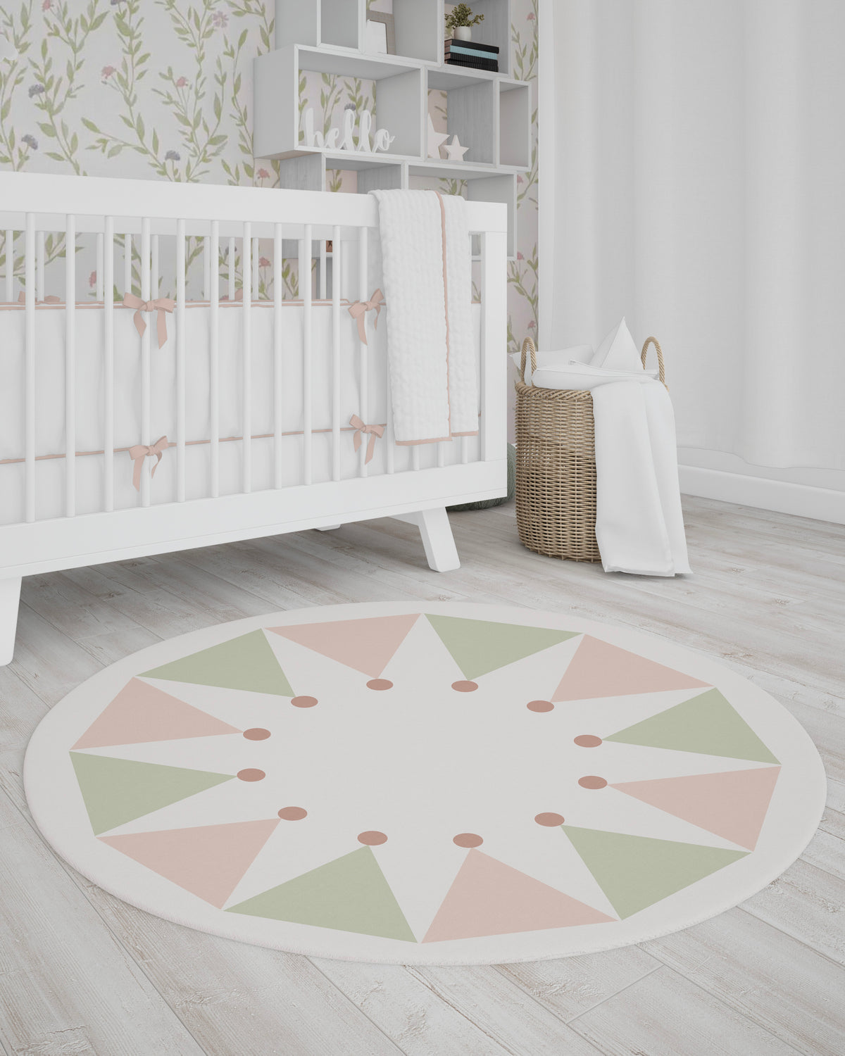 Tapete Playmat Redondo Circus Verde e Rosa 90 x 90