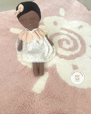 Pink Flower Washable Cotton Rug