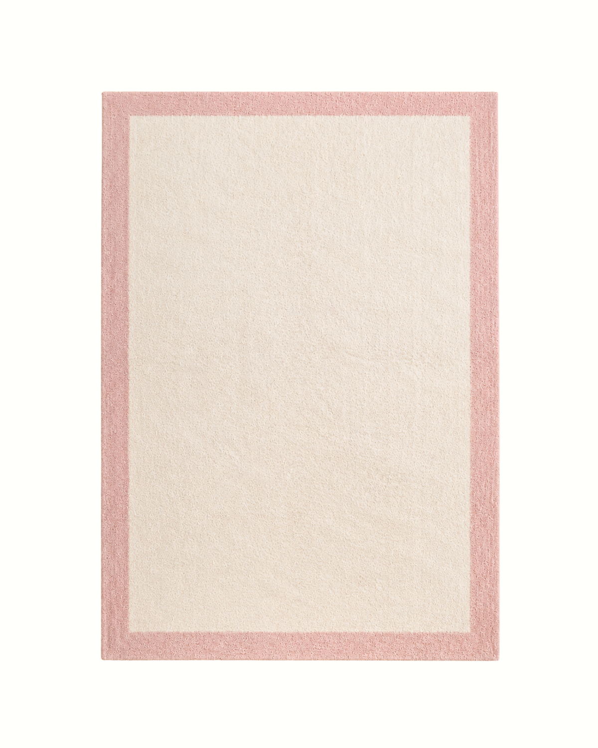 Tapete Lavável Algodão 200 x 360 Fundo Cru com Borda Rosa Claro