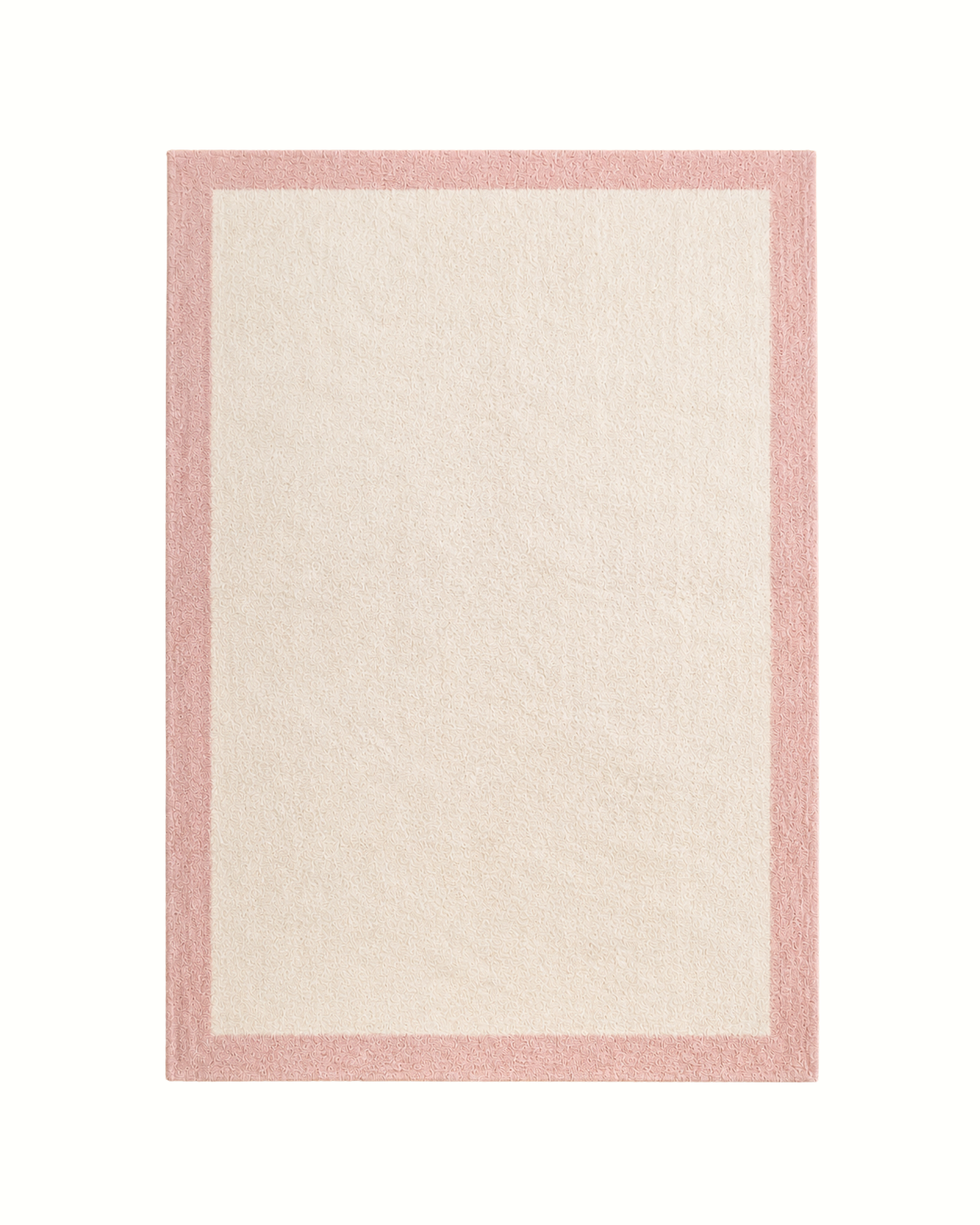 Tapete Lavável Algodão 200 x 360 Fundo Cru com Borda Rosa Claro