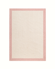 Tapete Lavável Algodão 200 x 360 Fundo Cru com Borda Rosa Claro