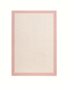 Tapete Lavável Algodão 200 x 360 Fundo Cru com Borda Rosa Claro