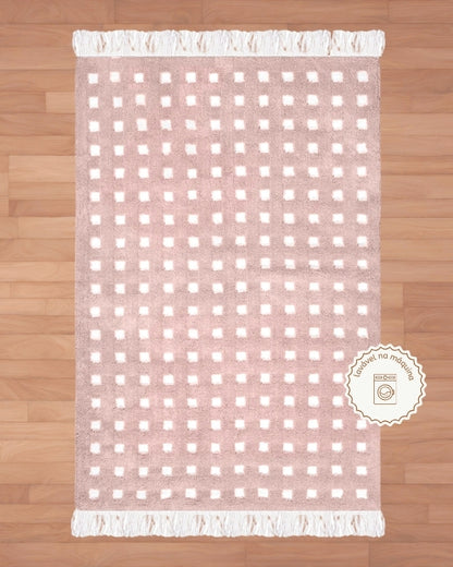 Pink Trellis Cotton Rug