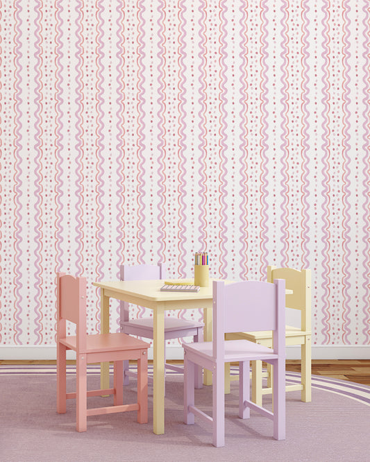 Papel de Parede Bolinhas Divertidas Rosa