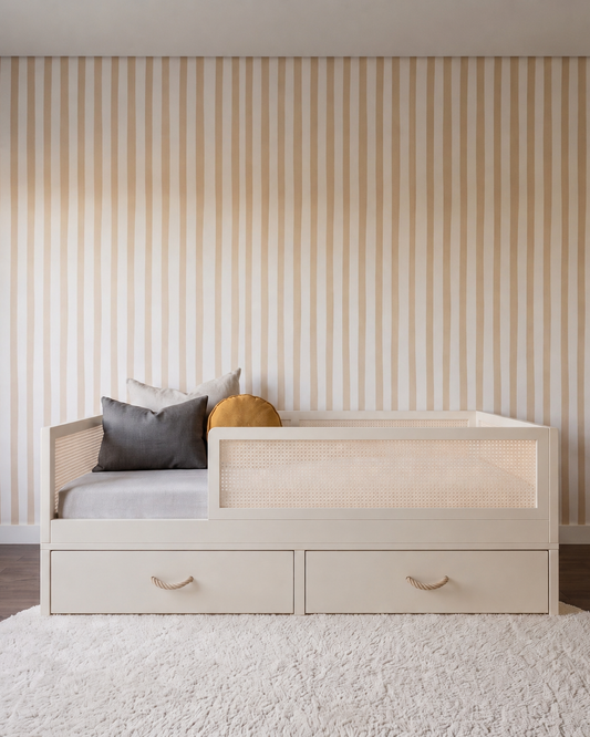 Cama Palha Evolutiva com Gavetões 4 em 1 na cor Off White