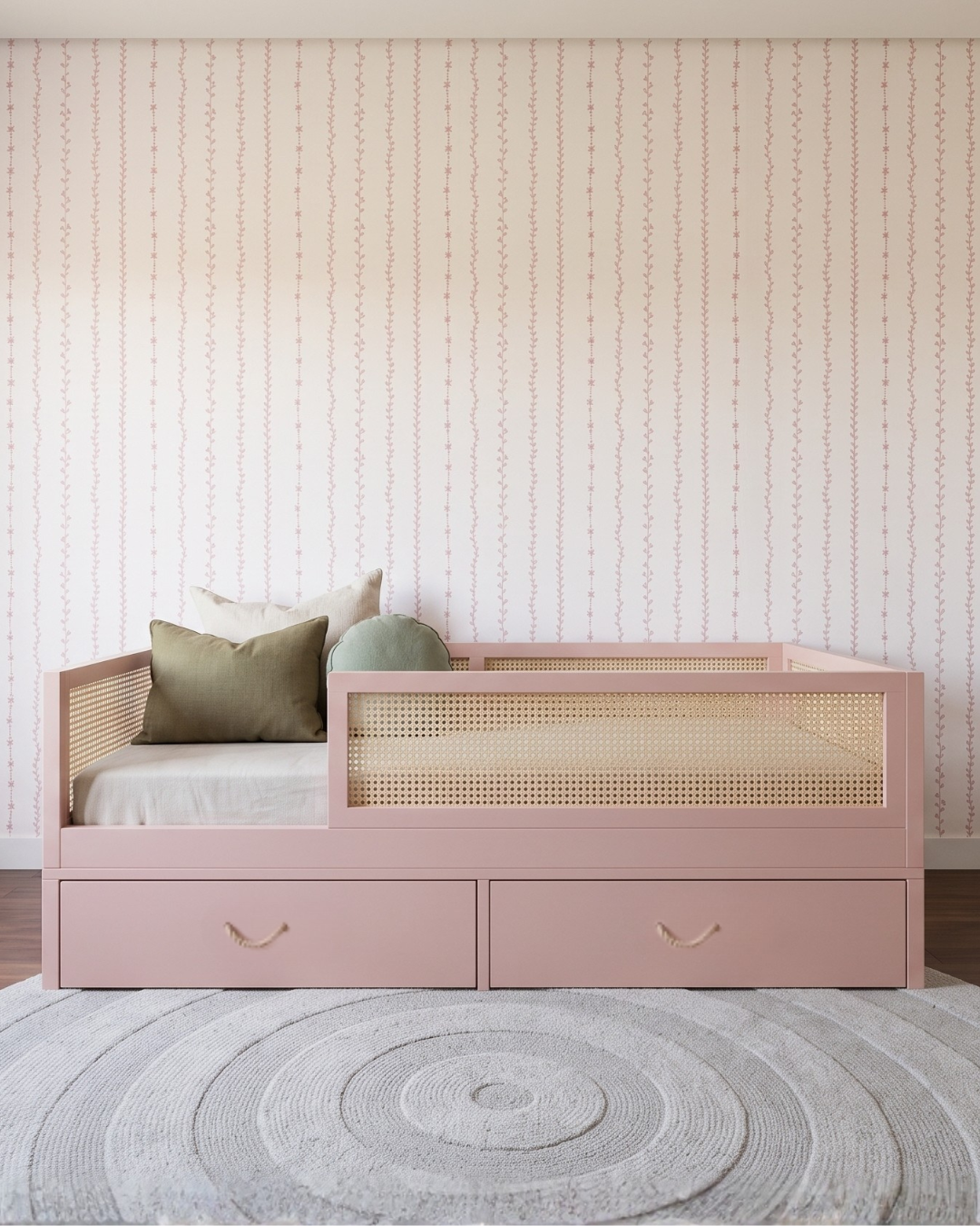 Cama Palha Evolutiva com Gavetões 4 em 1 na cor Rosa