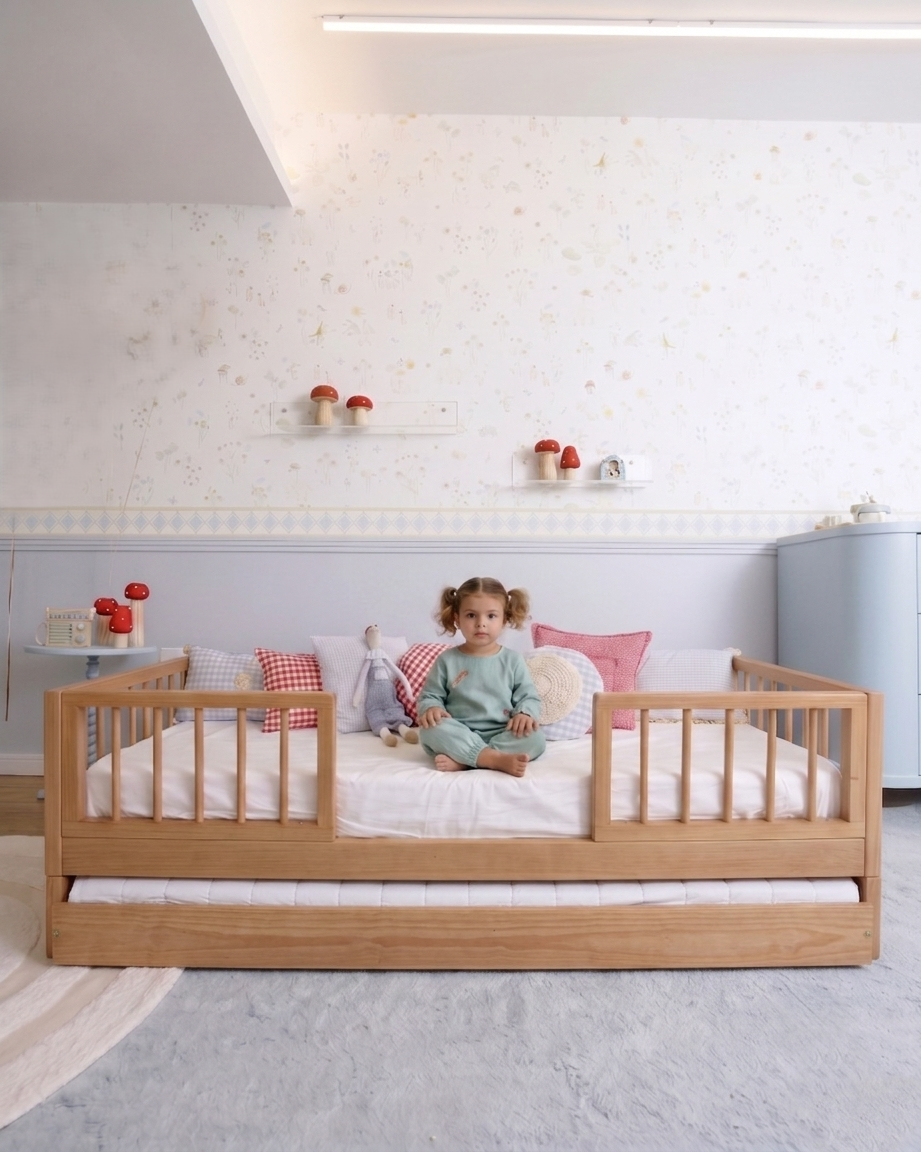 Oak Wooden Evolutionary Daybed · 4-in-1 · Central Outlet