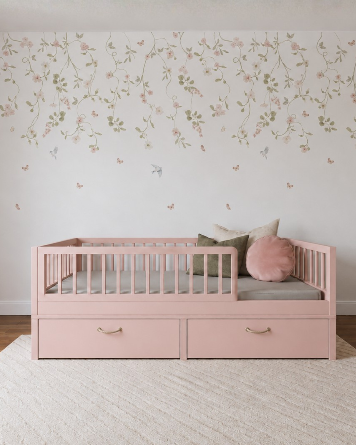 Cama Palito Evolutiva com Gavetões 4 em 1 na cor Rosa