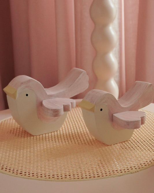 Passarinhos Céu Rosa e Off White
