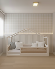 Cama Casinha - Saída Lateral - Palha - Off White