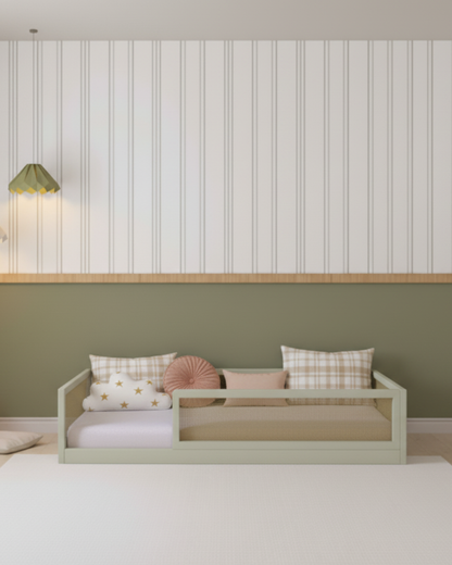 Cama Montessori  - Saída Lateral - Palha - Verde