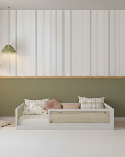 Cama Montessori  - Saída Lateral - Palha - Off White