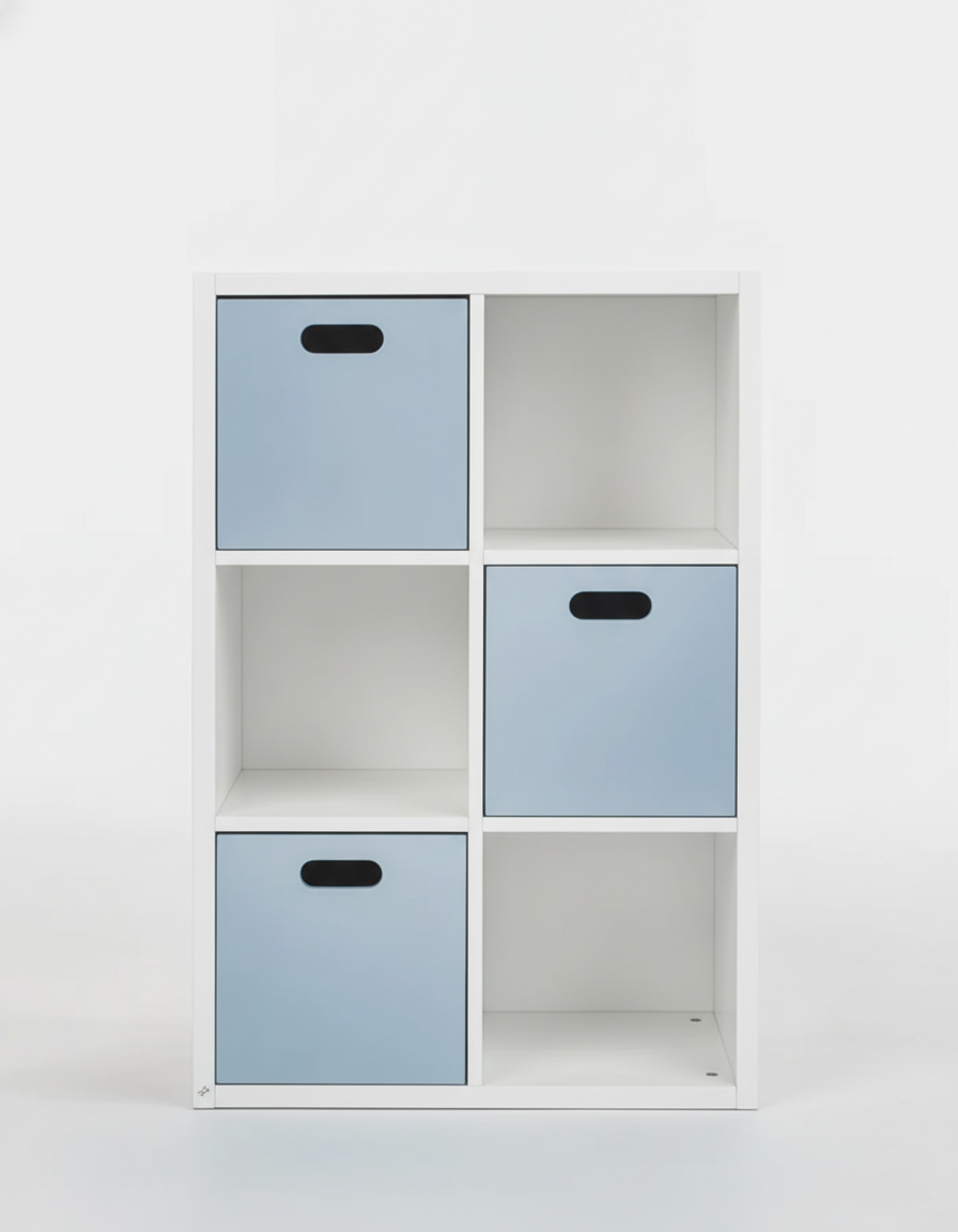Estante Organizadora Infantil Off White - Com Caixas Azul