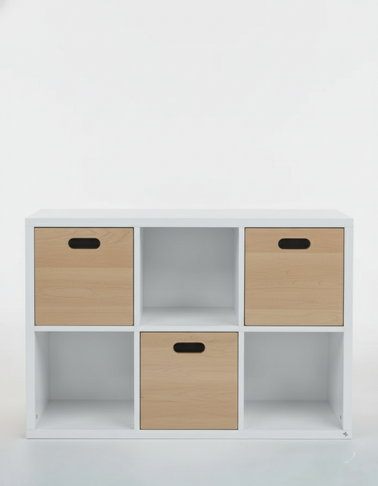 Estante Organizadora Infantil Off White - Com Caixas Madeira