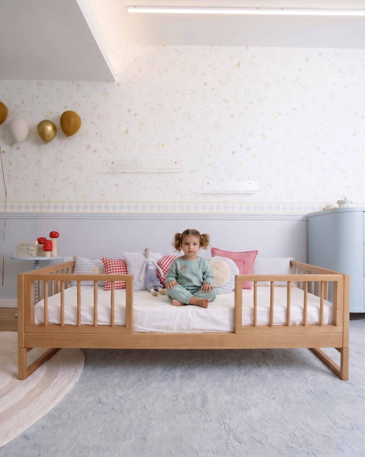 Evolutive Spindle Bed · 4-in-1 · Oak Wood · Central Exit