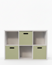 Off-White Kids' Storage Shelf - With Green Bins