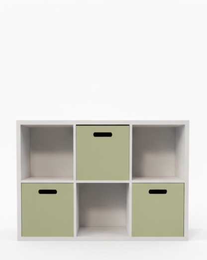 Estante Organizadora Infantil Off White - Com Caixas Verde