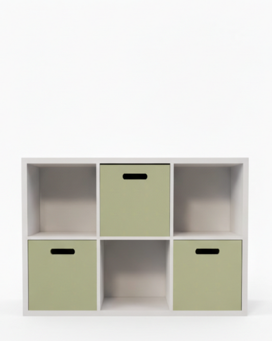 Estante Organizadora Infantil Off White - Com Caixas Verde
